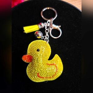 Yellow Duck Rhinestone Handbag Charm -  Keychain